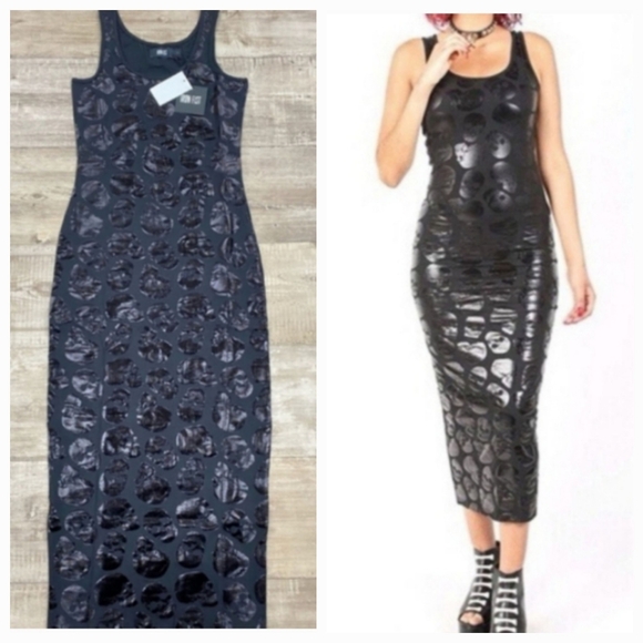 Iron Fist Skullz Club Juniors Maxi Dress Goth Horror Festival Halloween Wear - Picture 1 of 6